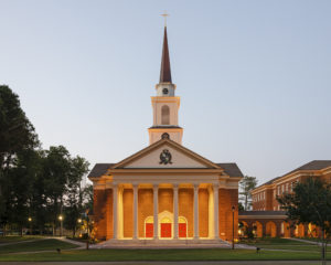 Evening shot of Regent University Chapel & Divinity School