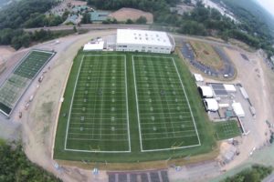 Aerial view of football fields