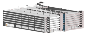 540,000 sq ft precast parking garage with 1,524 spaces