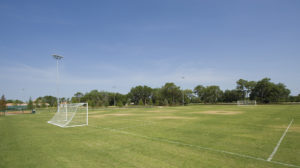 Multipurpose field with soccer goal
